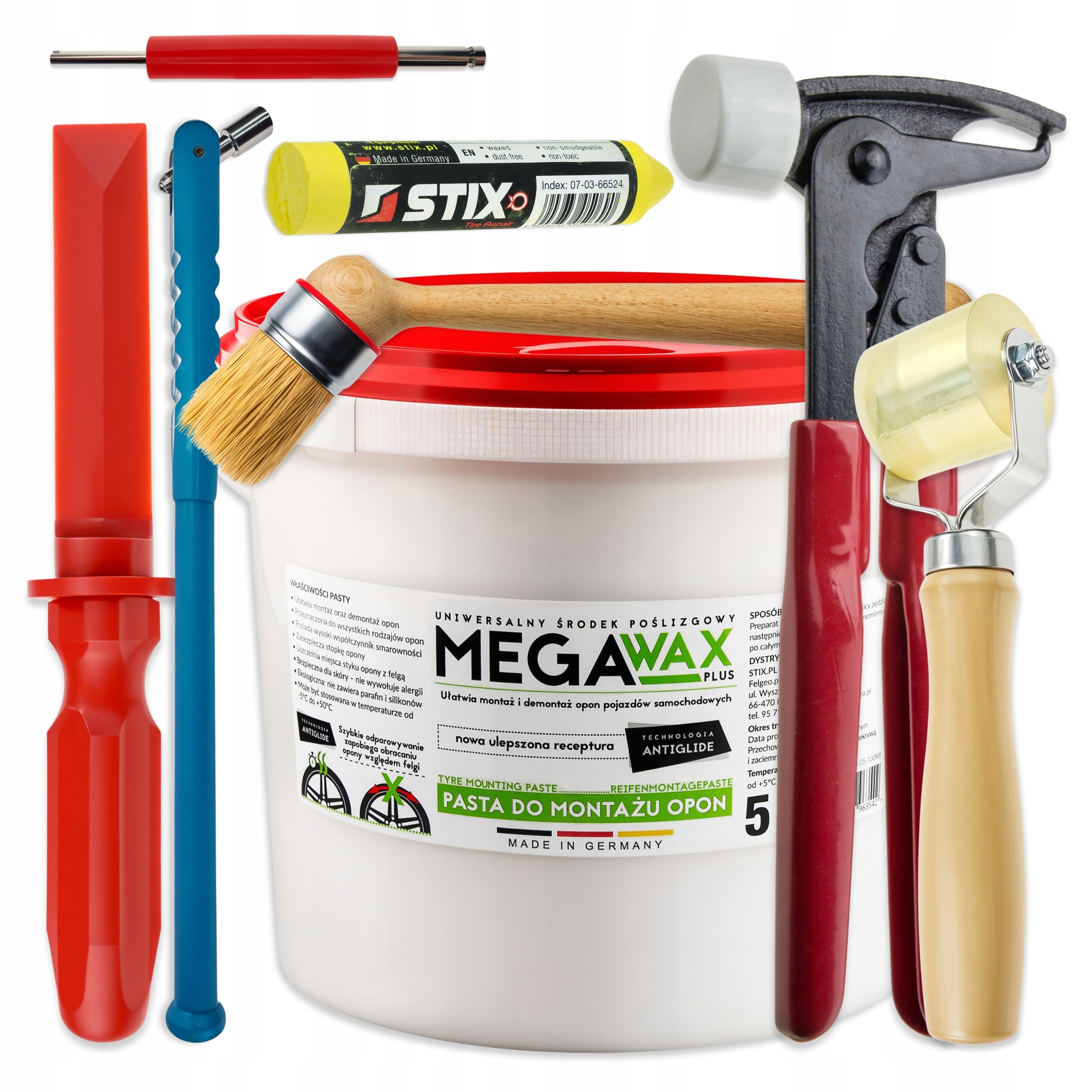 Sada Pro Servis Pneumatik Stix ZW3 Pasta 5KG Křída Kleště Škrabka Rolka