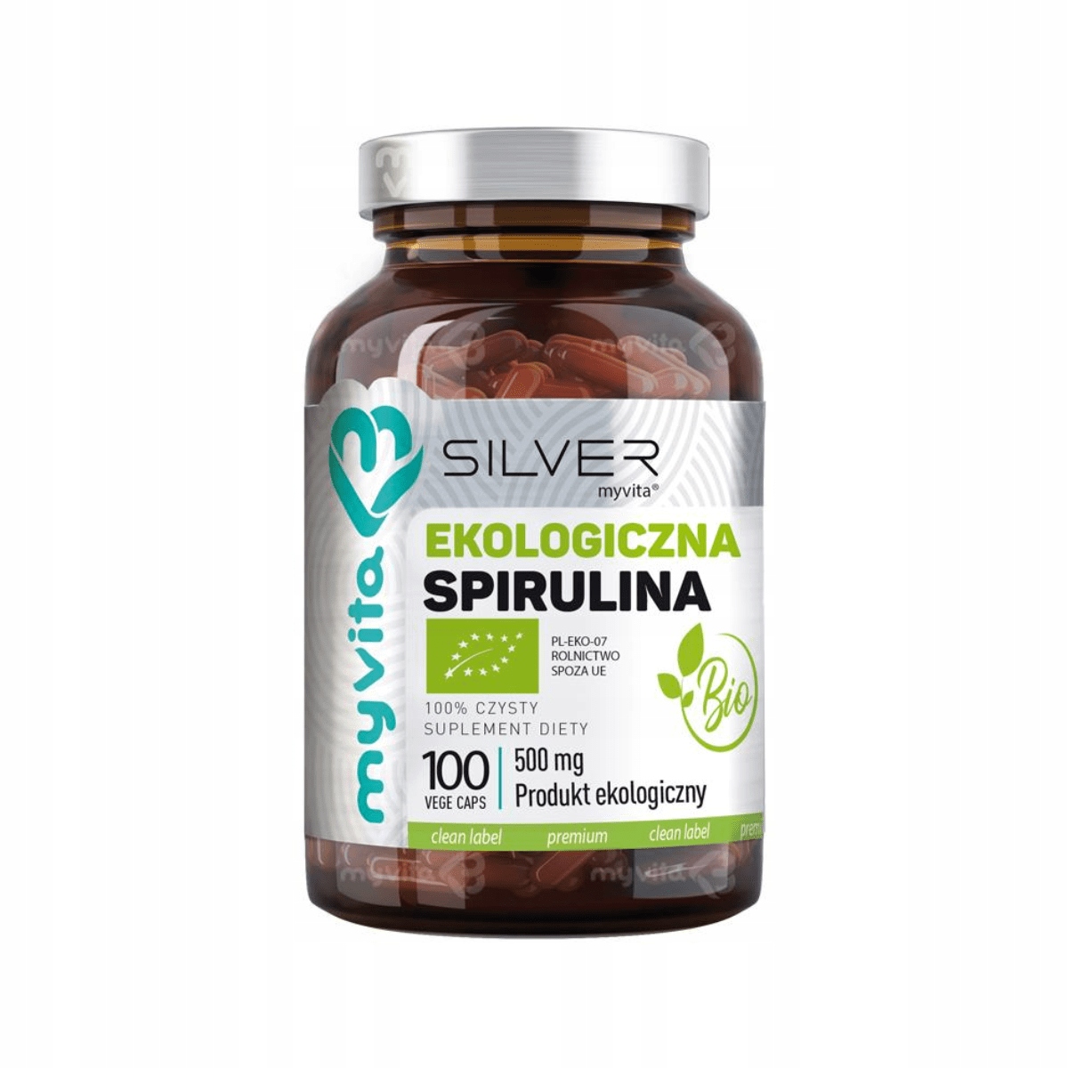 MyVita SPIRULINA BIO 500 mg Białko Jod SILVER 100 kapsułek 12255452634
