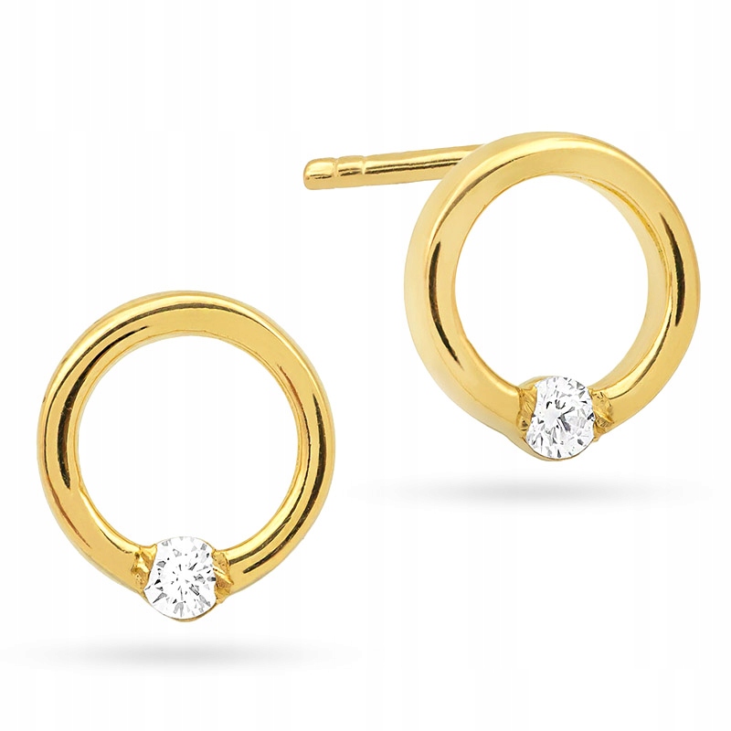 Zlaté náušnice celebrity Ring se zirkonem, ryzost 585