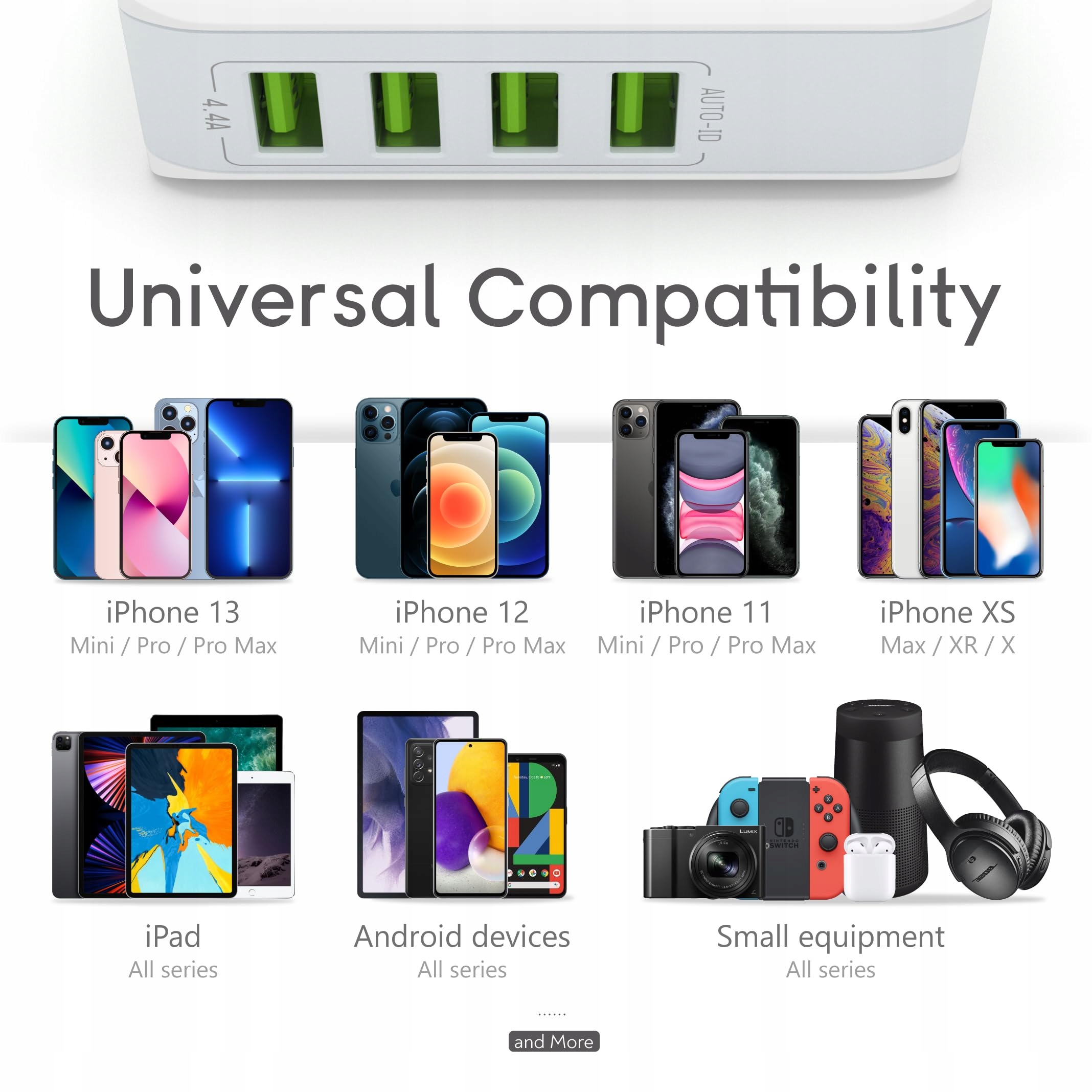 MANTO Ładowarka USB 4-Port 22W 44A Adapter Podróżny iPhone Android — miniatura 9
