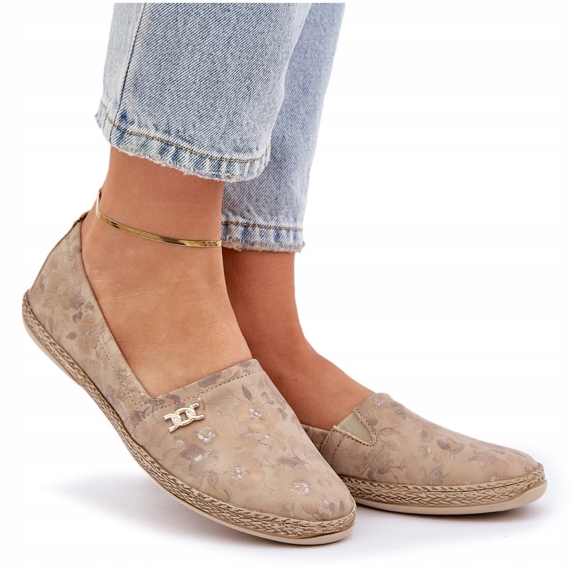 Elegantní Dámské Semišové Espadrilky S Květinami Zazoo 10177 Béžové 41