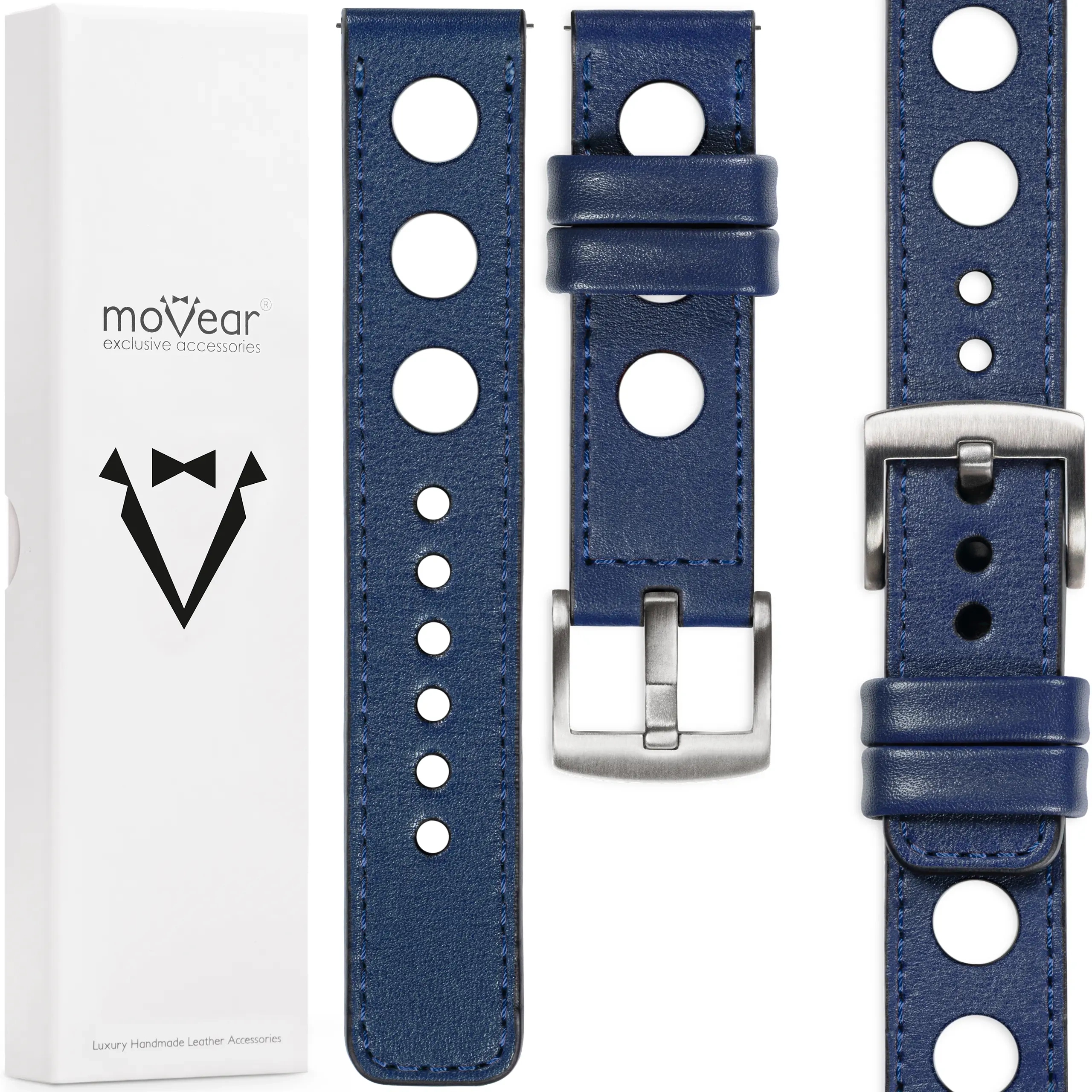 Řemínek 22 mm exkluzivní pro prémiové ruční hodinky Movear, tmavě modrý