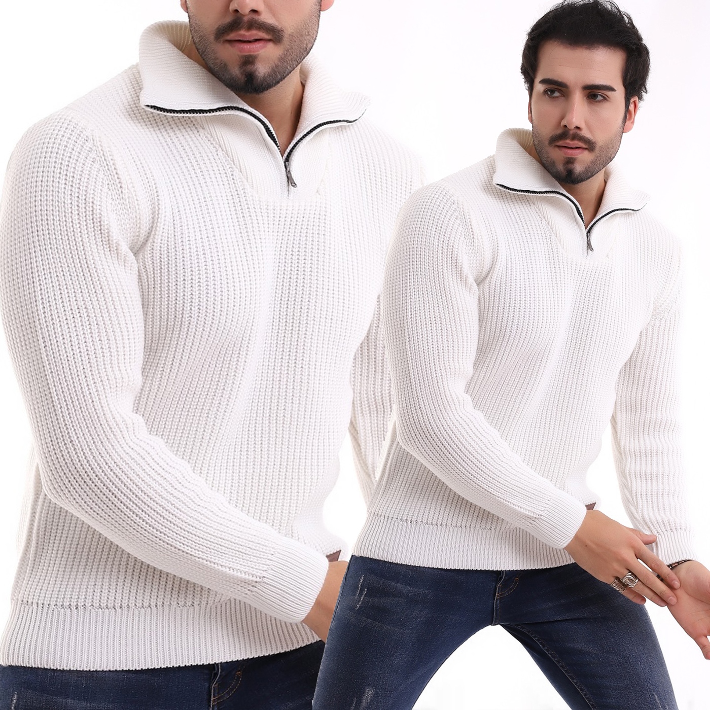 Pánský svetr Mikina Se Stojáčkem Pologolf Tlustý Teplý s vlnou