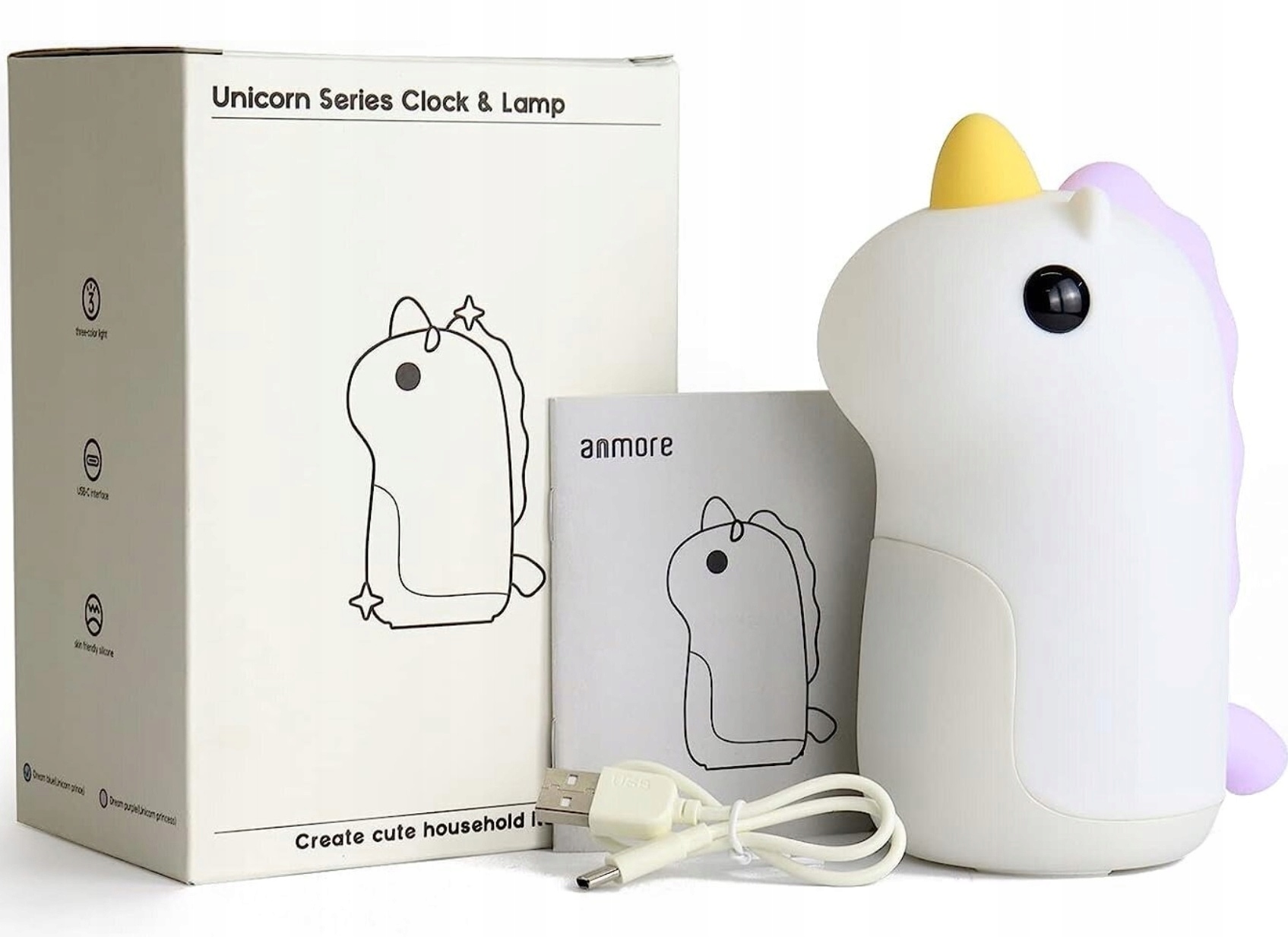 Inteligentny Budzik Cyfrowy Lampka Nocna LED GAMEXIDO Zegar Jednorożec Marka inna