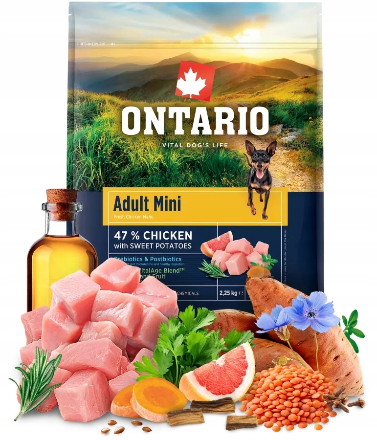 Levně Ontario 2,25kg Adult Mini Kuře & Batáty