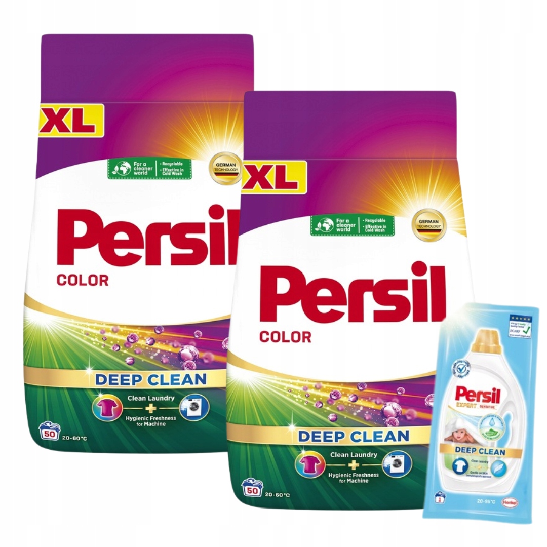 Levně Persil Deep Clean Prací prášek Barva 2x2,75 kg 100 praní Dárek