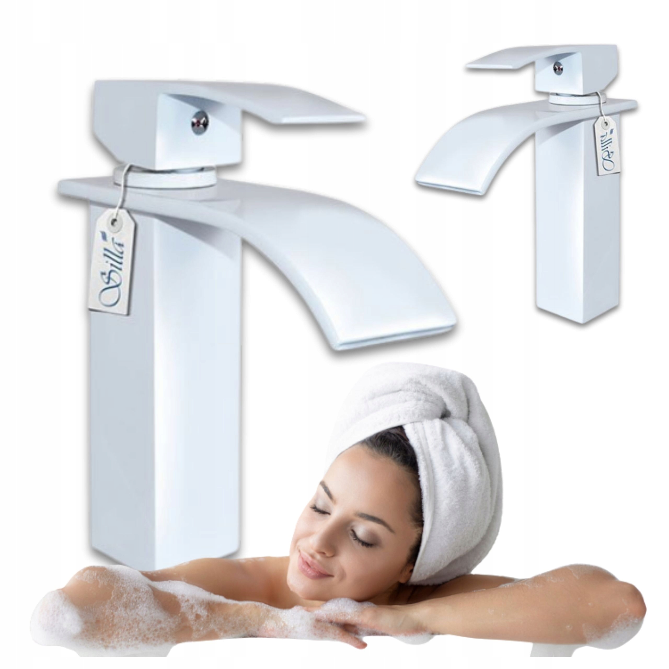 Stojánková Umyvadlová Baterie Cascade Bílá Nízká Kaskáda