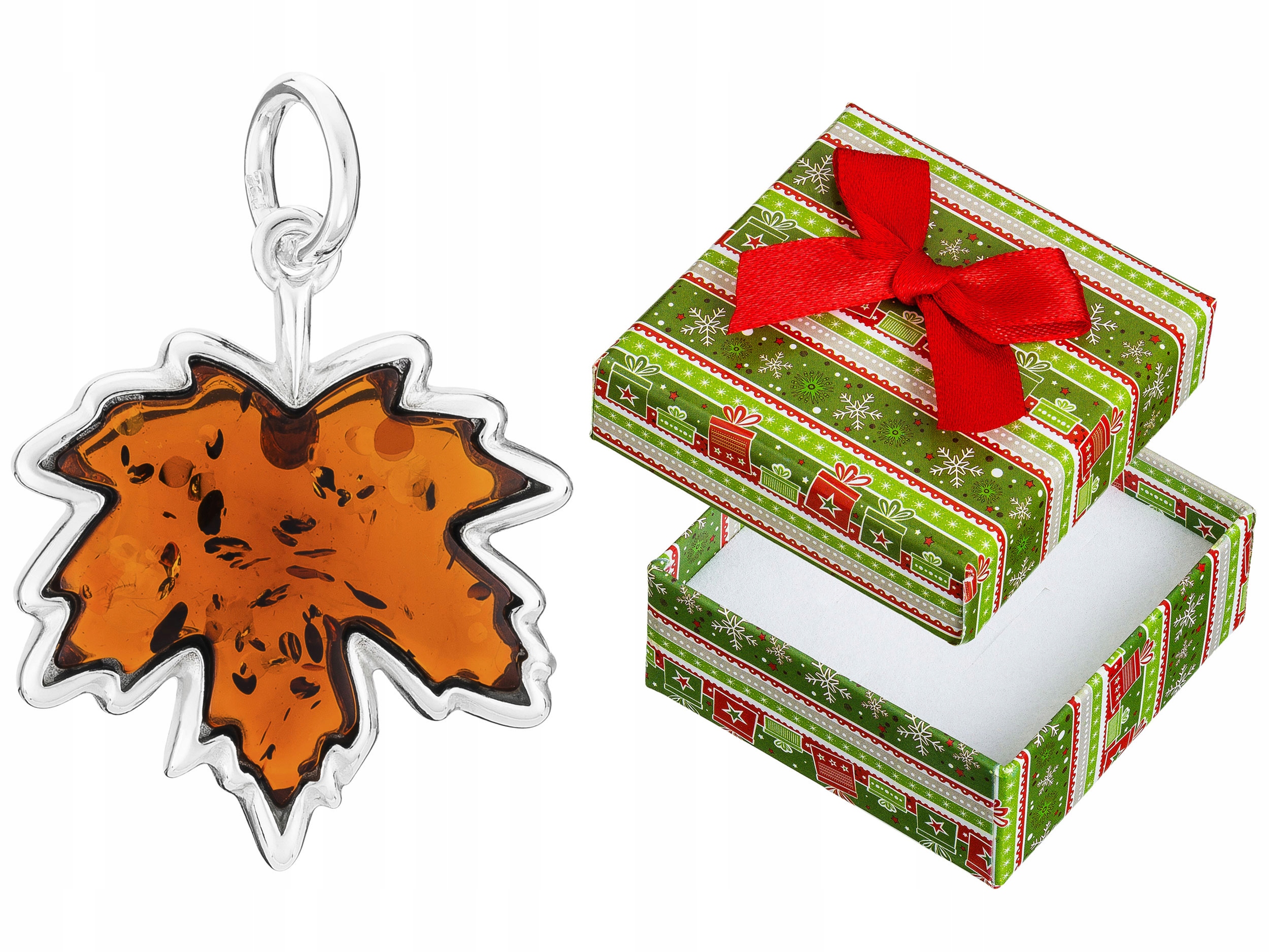 Stříbrný Přívěsek s jantarem Javorový List Stříbrný přívěsek List Javorový list