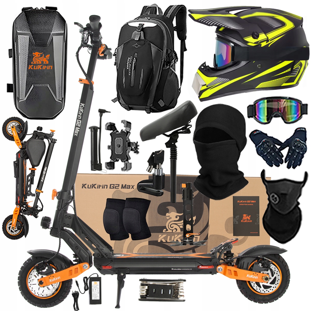 Kukirin G2 Max Składany Pojazd Elektryczny 1200W 48V 20Ah 55KM/H PL+Prezent