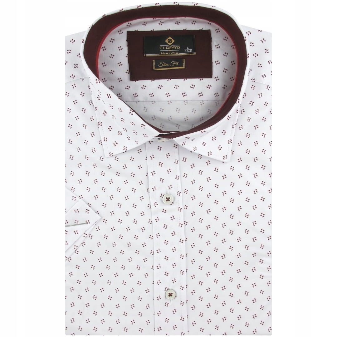 Koszula Męska Biała we Wzorki Slim Fit Classo R438