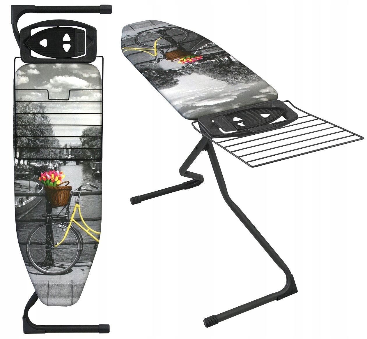 Deska Do Prasowania Duża Szeroki Blat Uchwyt Na Żelazko Składana Stabilna