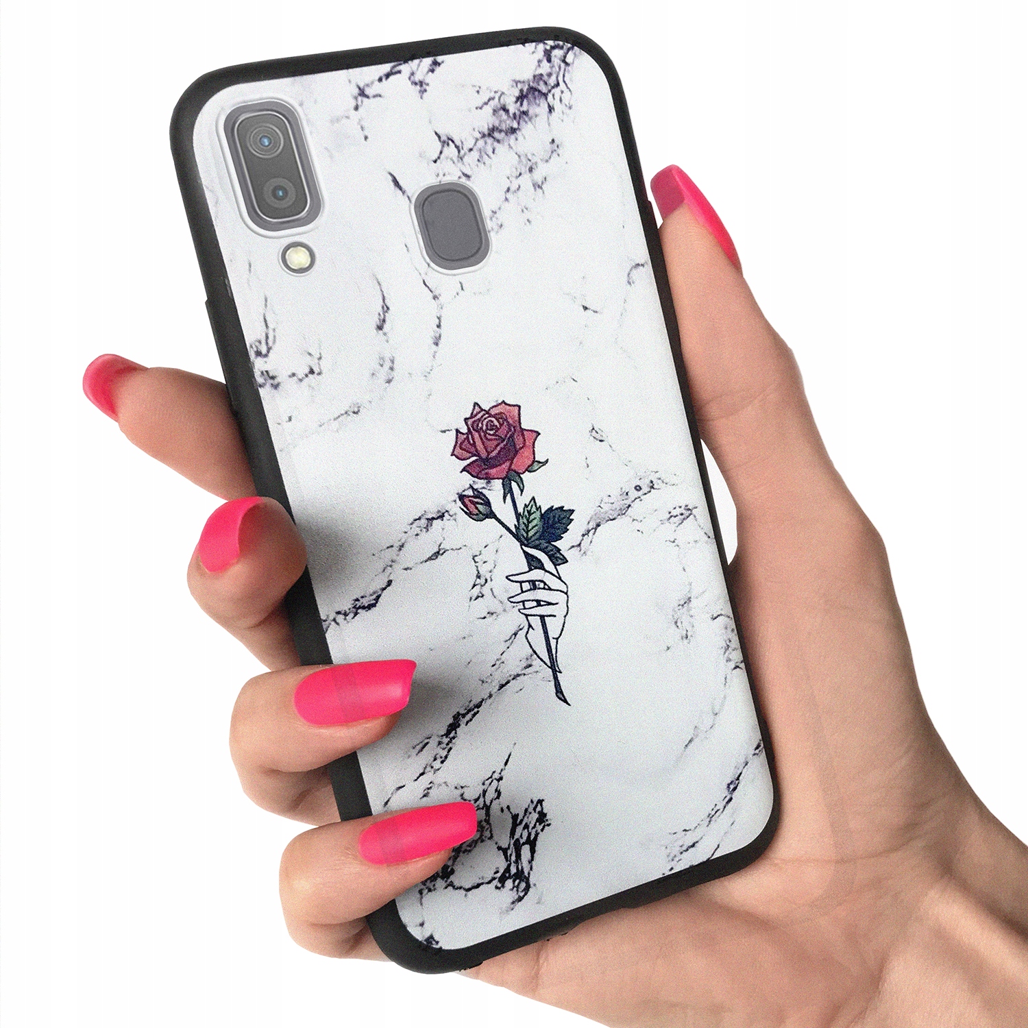 

Etui matowe do Samsung A40 guma wzory case + Szkło