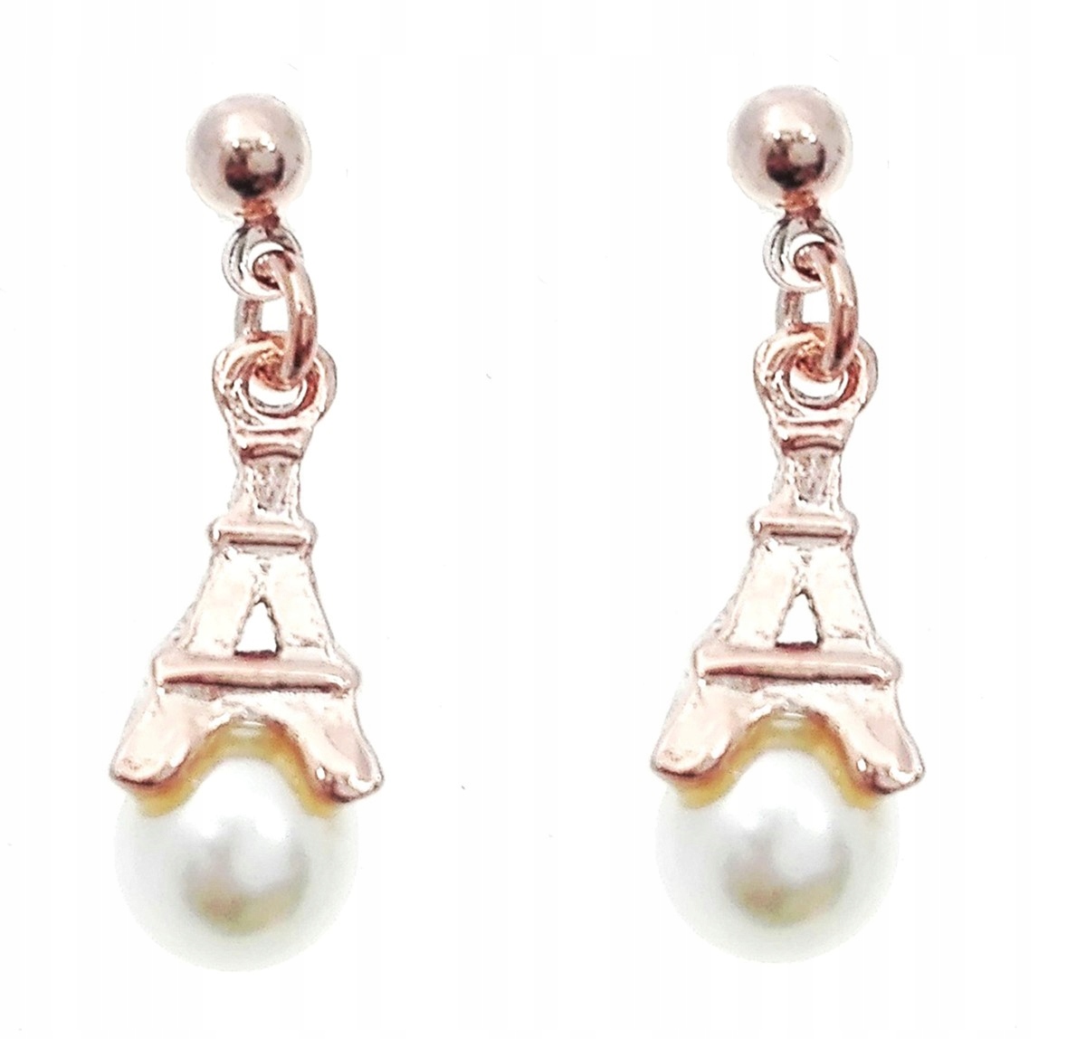 

Kolczyki złote wieża Eiffla z perełką perły