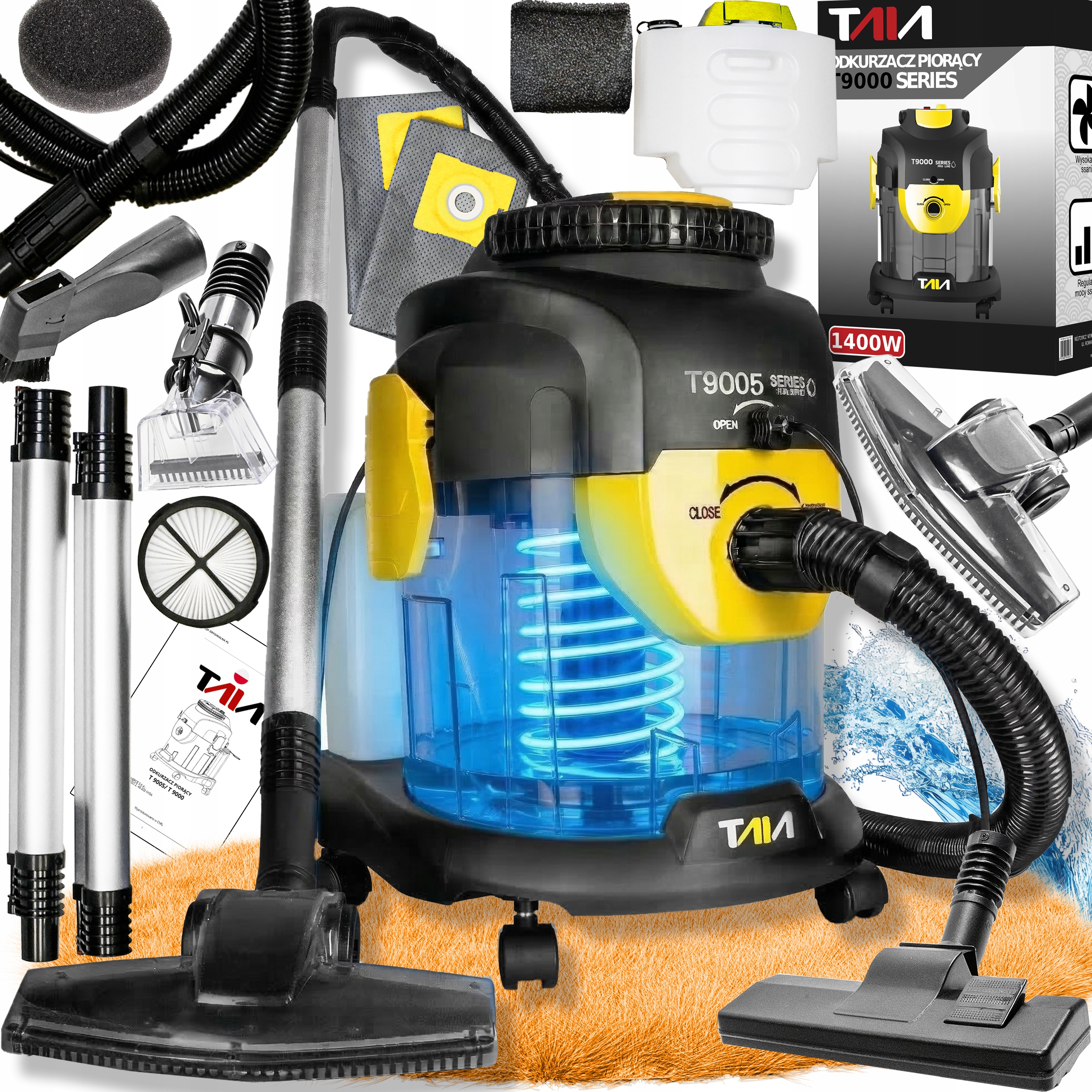 Odkurzacz Piorący Taia 2200W Do Dywanów Do Tapicerki 3L Nadmuch Turbo XXXXL