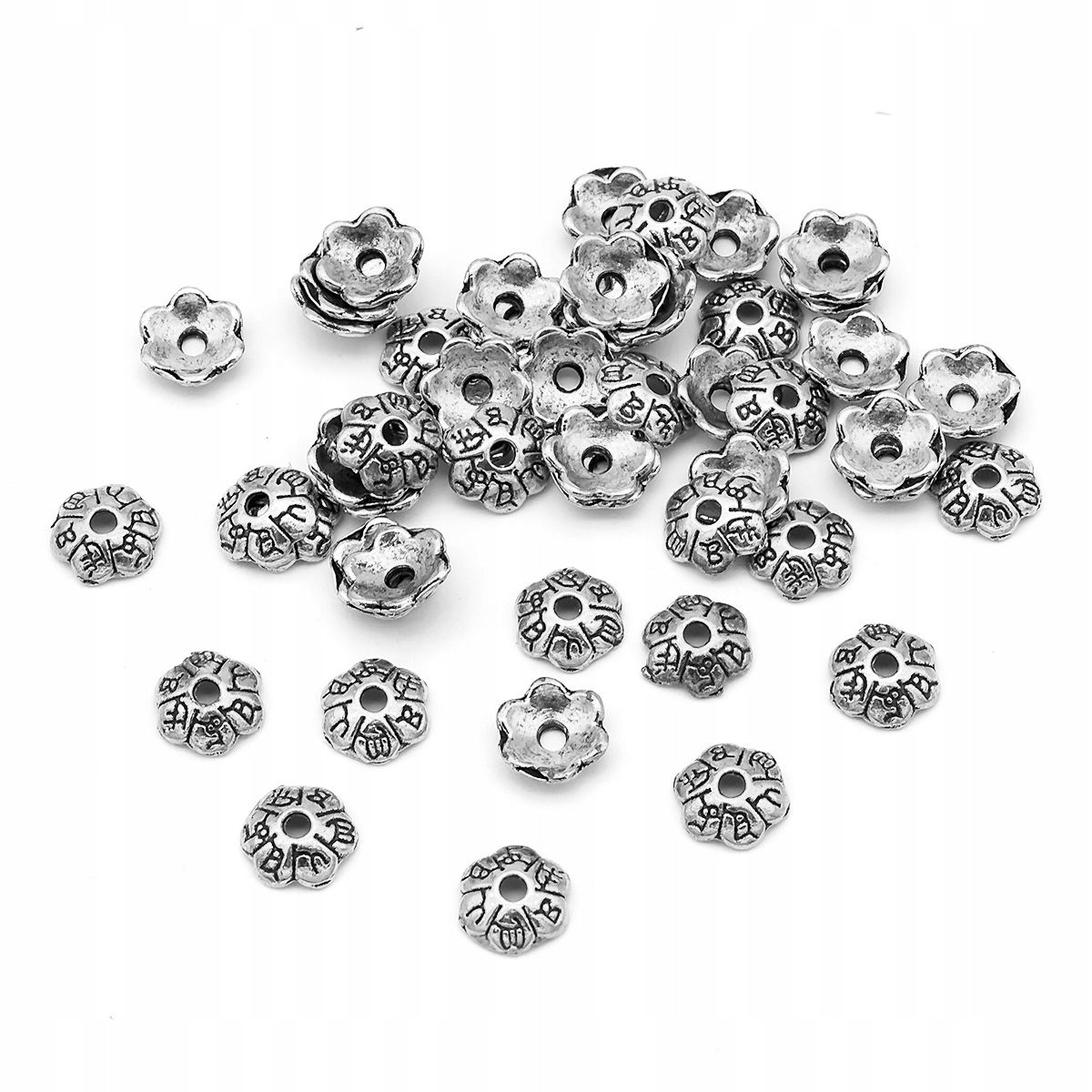 Nakładki Metalowe na Koraliki 6x2mm 50szt