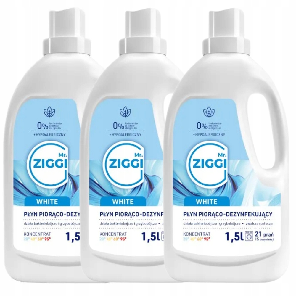 Levně Mr. Ziggi White Prací a dezinfekční prostředek 3x1,5 l