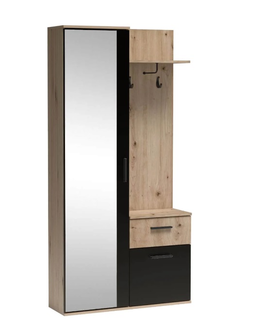 Garderoba z lustrem szafa LUX sonoma + biały 97 cm Głębokość mebla 30 cm