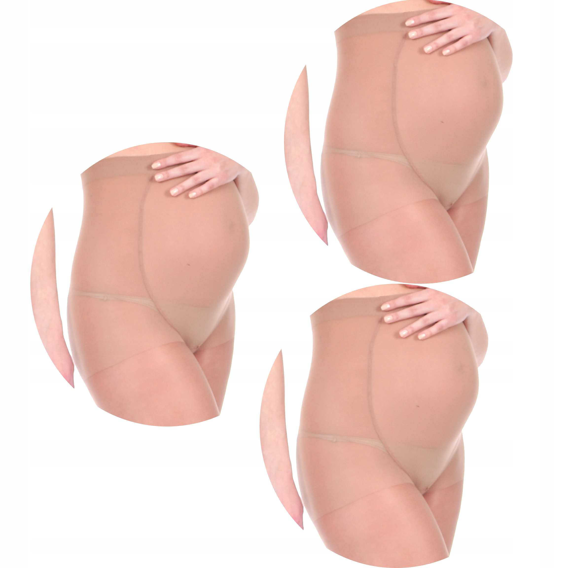 3 sztuki RAJSTOPY CIĄŻOWE Z PANELEM transparentny beż cielisty Rozmiar 2