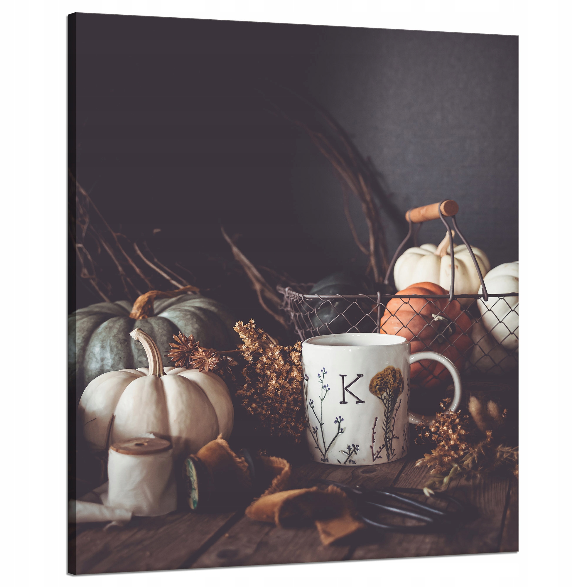 Obraz na plátně Teplé barvy a dekorace dýně Retro Vintage Podzim 80x100