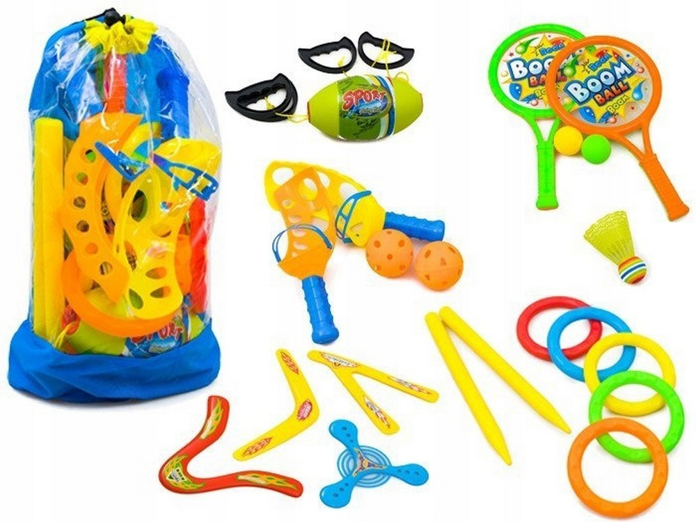 ZESTAW SPORTOWY DLA DZIECI BADMINTON BUMERANG PALETKI 5W1 RINGO BILA NA SZN Kolor wielokolorowy