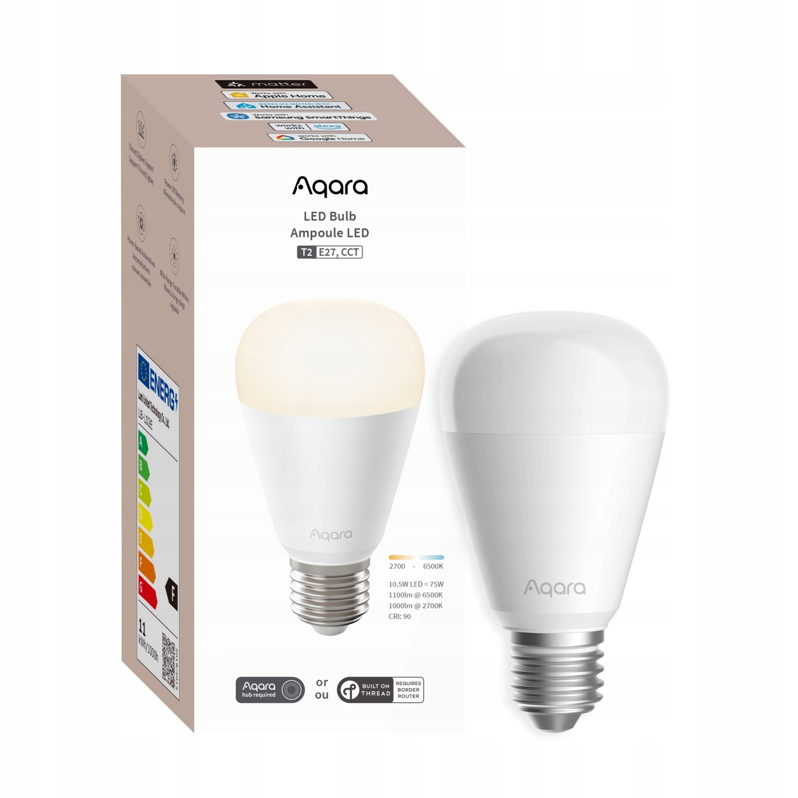 inteligentna żarówka LED Aqara LED Bulb T2 CCT E27 Td Zigbee BT 950lm 10.5W