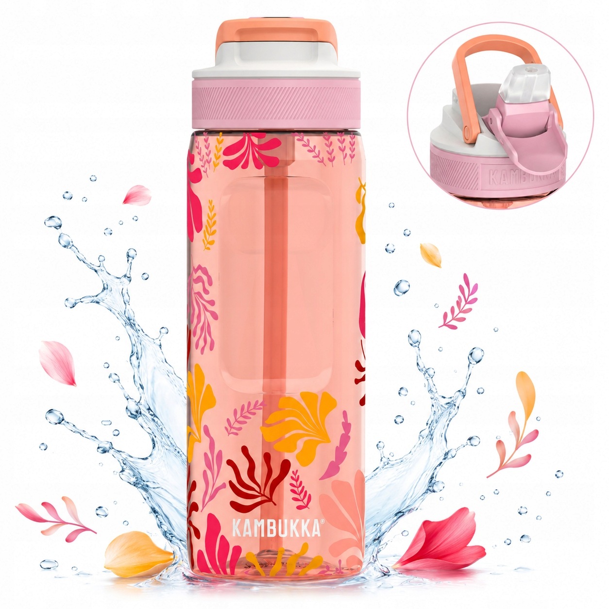 Butelka na wodę ze słomką bidon tritan Kambukka Lagoon 750ml Nectar Drops