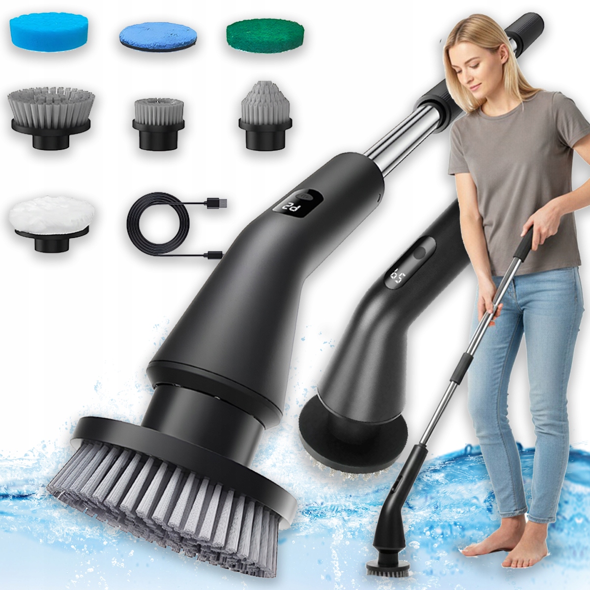 Turbomop 7V1 Bezdrátový Elektrický Rotační Kartáč Pro Úklid Mopu