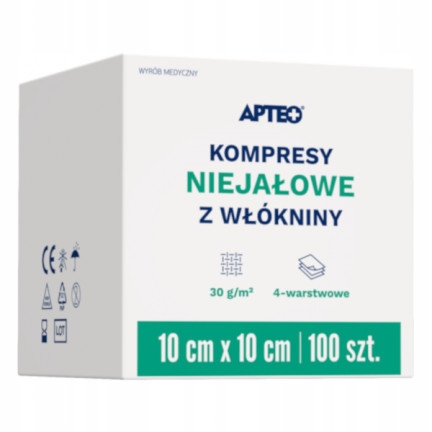 

Kompresy Niejałowe Z Włókniny 10 cm x 10 cm Apteo