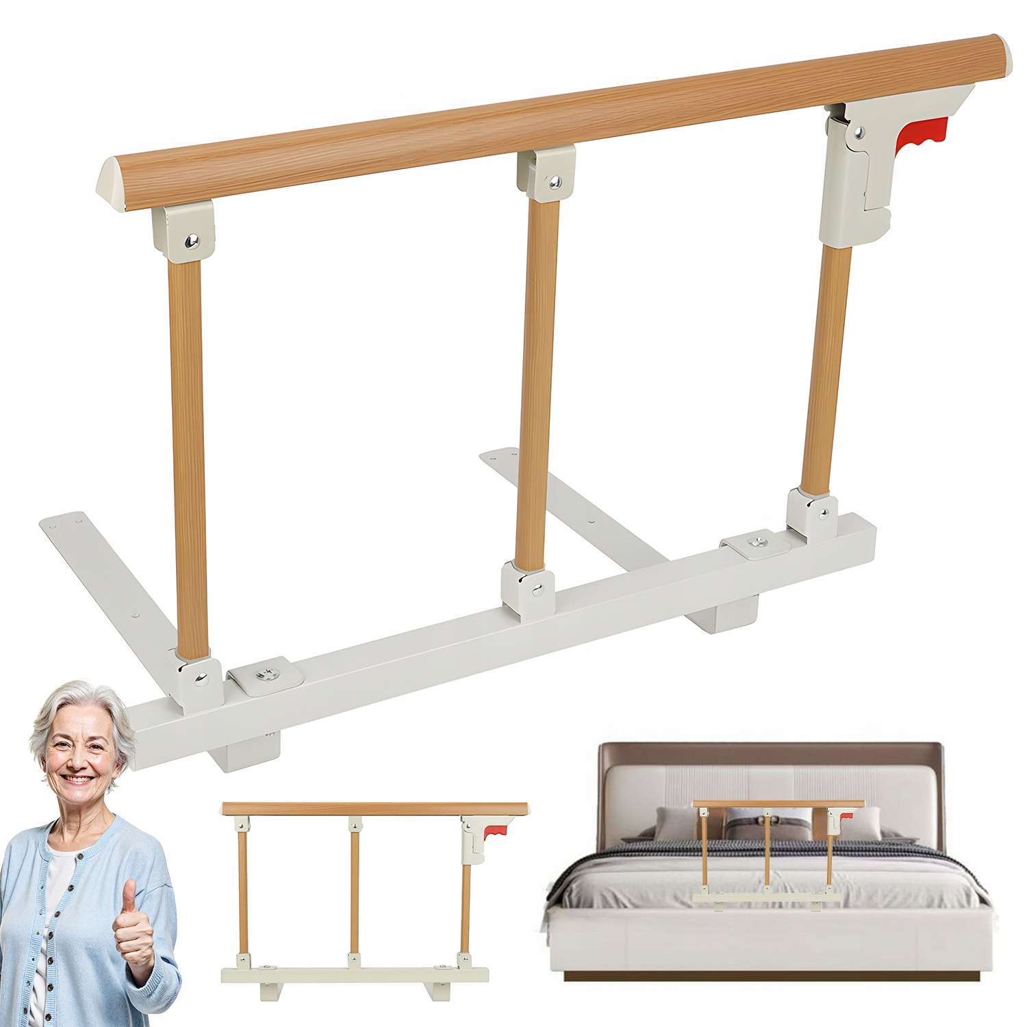 Uchwyt Do Łóżka Dla Seniorów 68CM Aluminiowa Barierka Pomoc Wstawania
