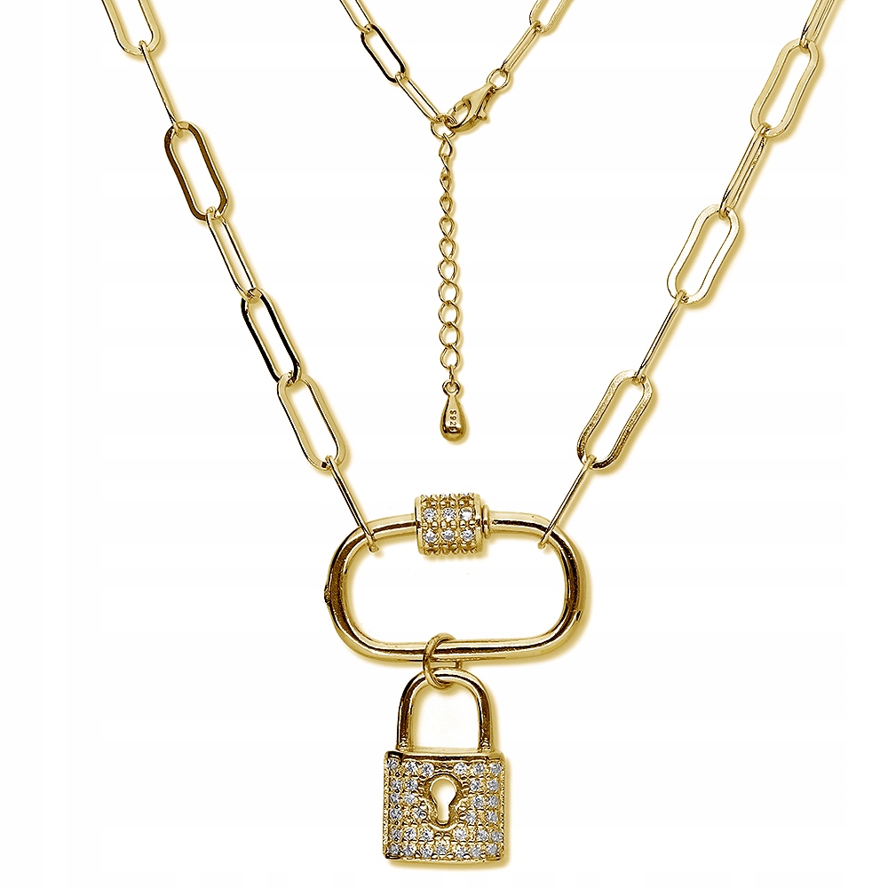 Stříbrný náhrdelník Ag 925 pozlacený visacím zámkem N05102