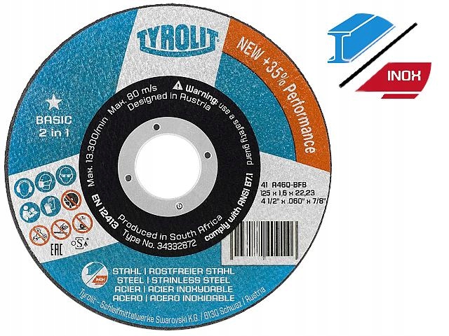 

Tarcza tarcze do cięcia metalu 125x1,6 Tyrolit 2w1