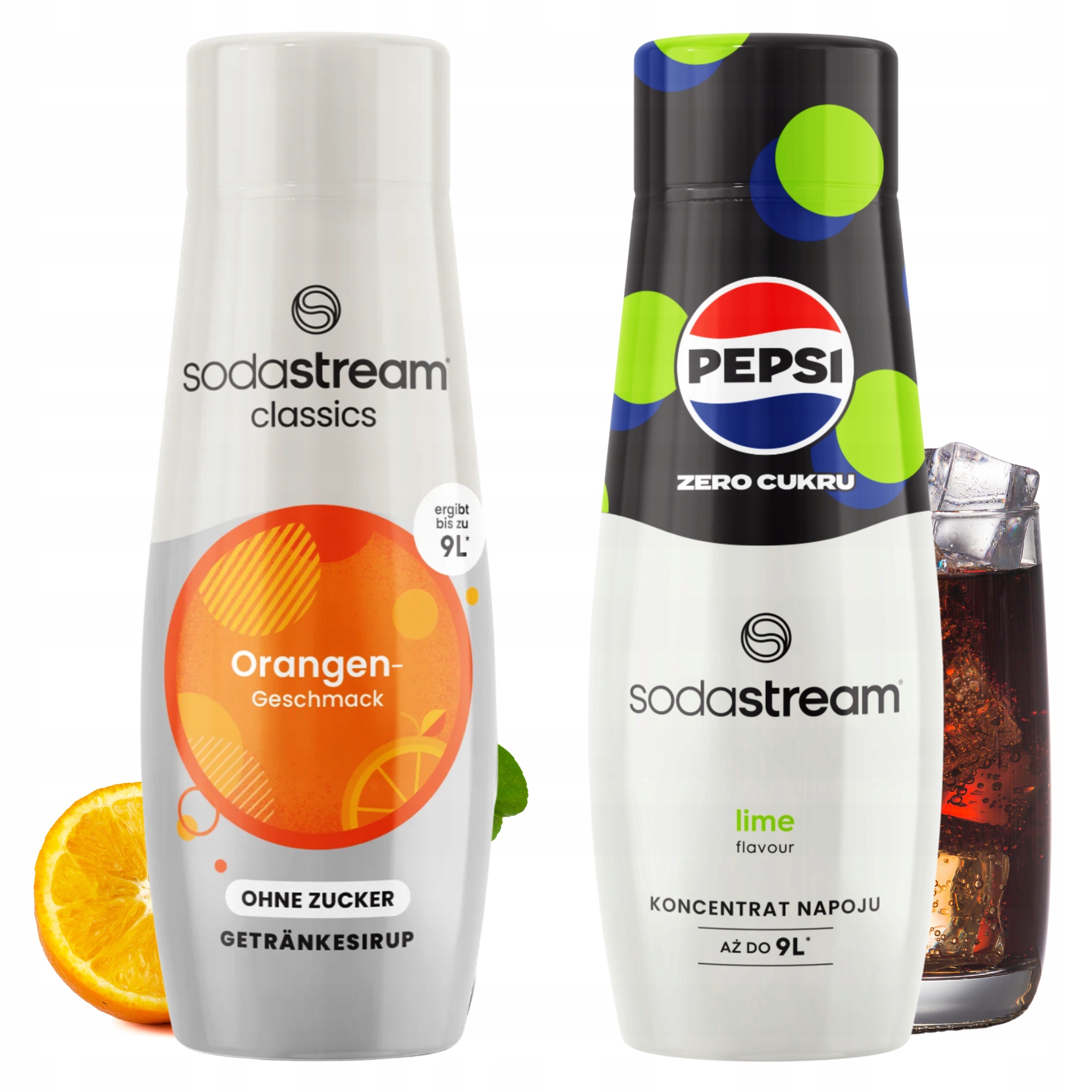 Syrop do Saturatora SodaStream Pomarańcza Zero Bez Cukru + Pepsi Max Lime