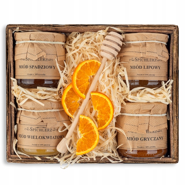 Levně Sada Polské Medů košík na Narozeniny, jmeniny, dárek pro maminku babičky, tatínka