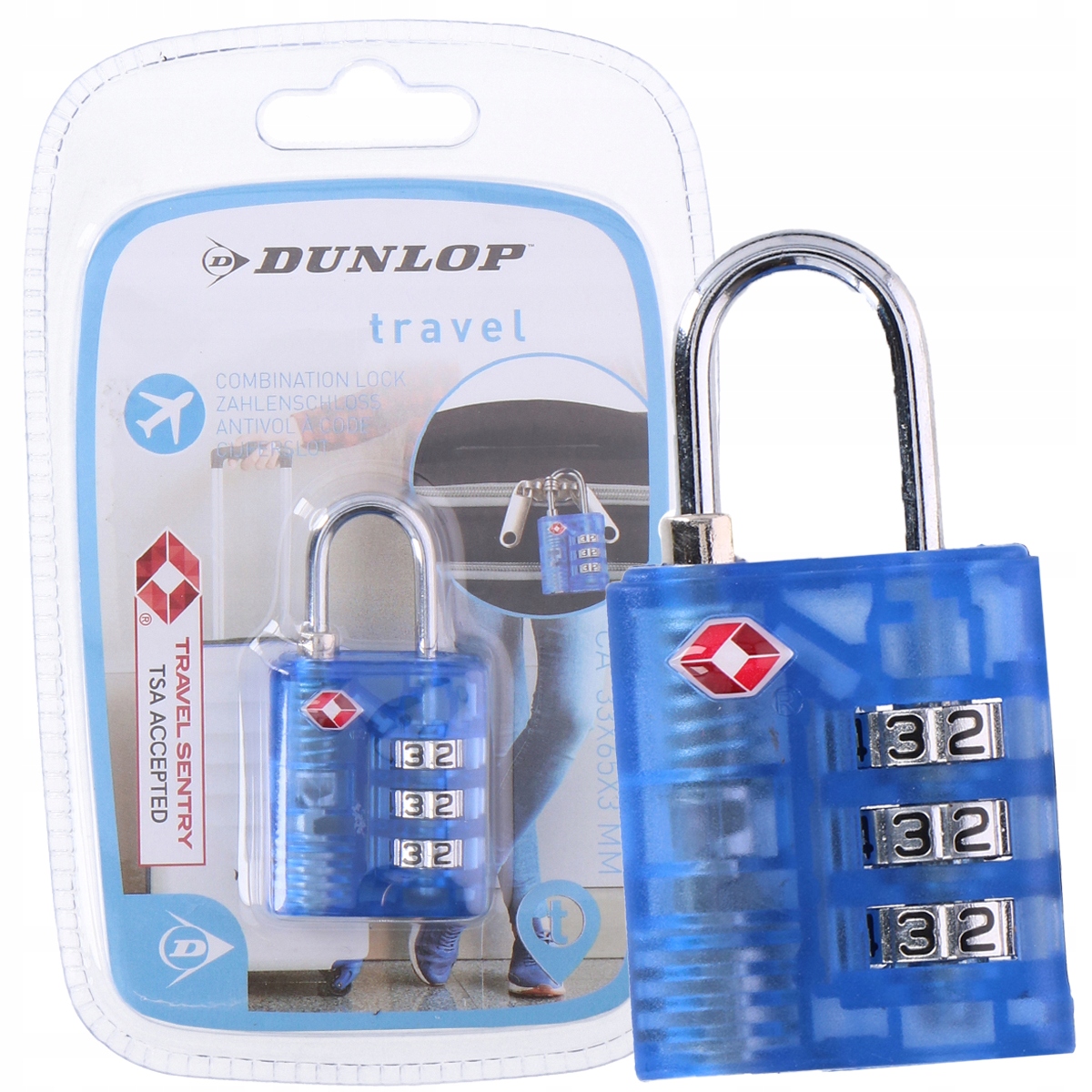 

Dunlop Kłódka do walizki bagażu na szyfr Tsa Blue