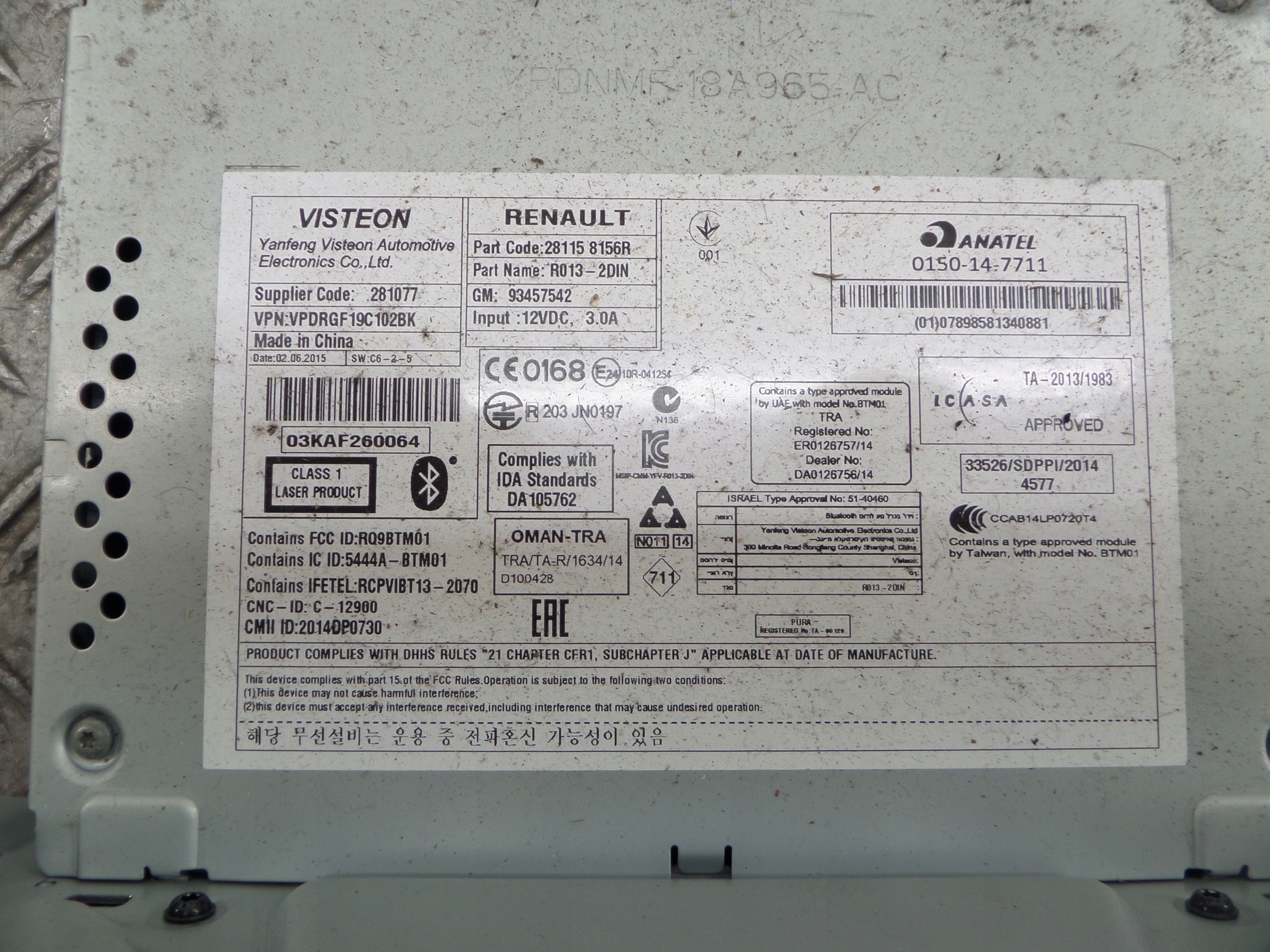 RENAULT TRAFIC III OLEP VIVARORADIO SAMOCHODOWE 93457542