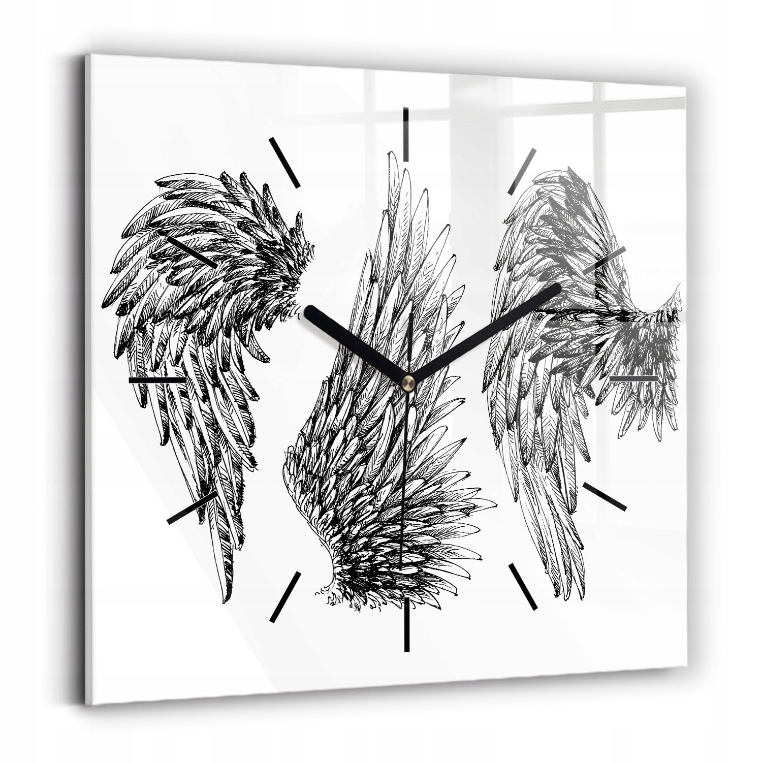 Tvrzené skleněné hodiny Tichý mechanismus Loft Nástěnný Křídla anděla 30x30