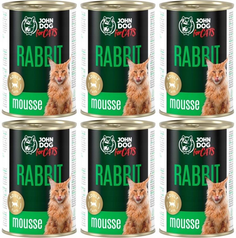 Levně John Dog for Cats Pěna Králík 6 x 400 g