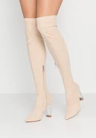 Dámské elegantní semišové kozačky s béžovým semišovým podpatkem Fabio 36