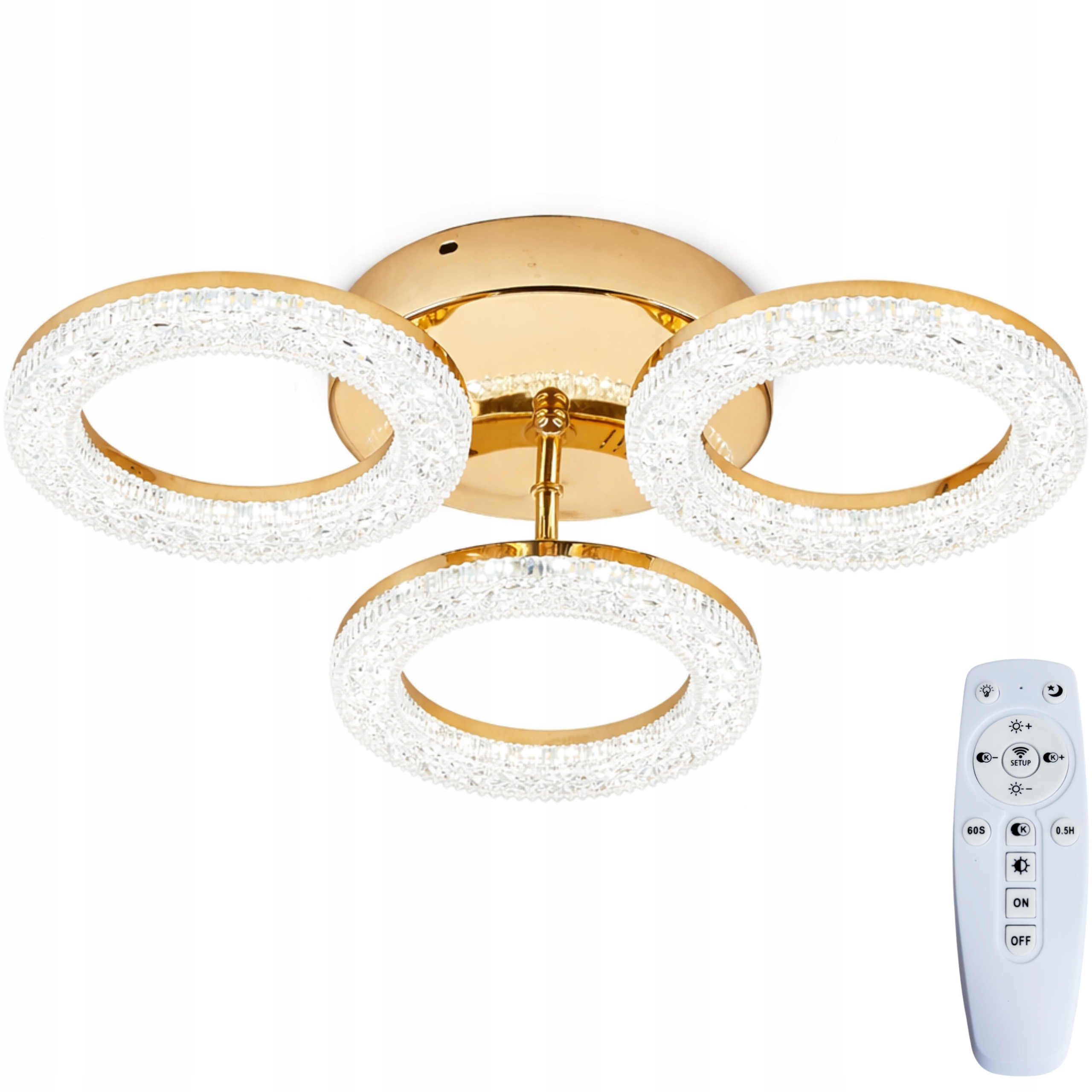 Потолочная лампа золотая гламурная подвесная люстра плафон светодиодный пульт дистанционного управления