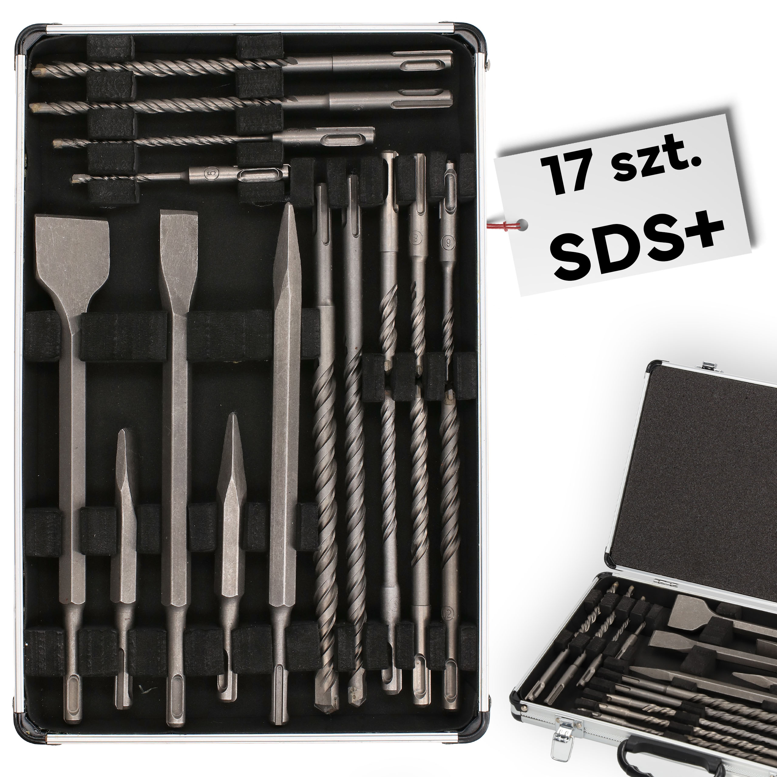 Vrtáky Do Betonu Sekáče Sada 17KS Sds Hliníkový Kufr