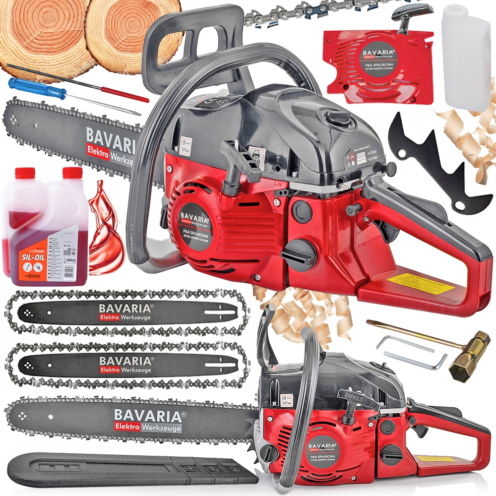 PIŁA SPALINOWA PILARKA ŁAŃCUCHOWA DO DRZEWA 5,5KM MOCNA ZESTAW XXL BAVARIA