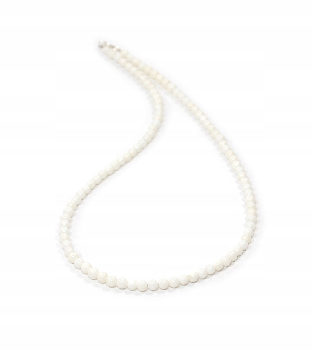 Náhrdelník bílý Koral přírodní hladké kuličky 4 mm zapínání stříbro 925