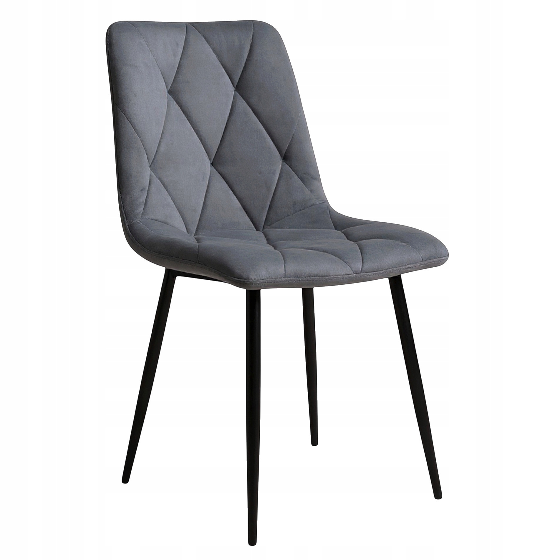 Krzesło Welurowe Tapicerowane Szare Romby Pikowane Velvet Glamour Salon Dom