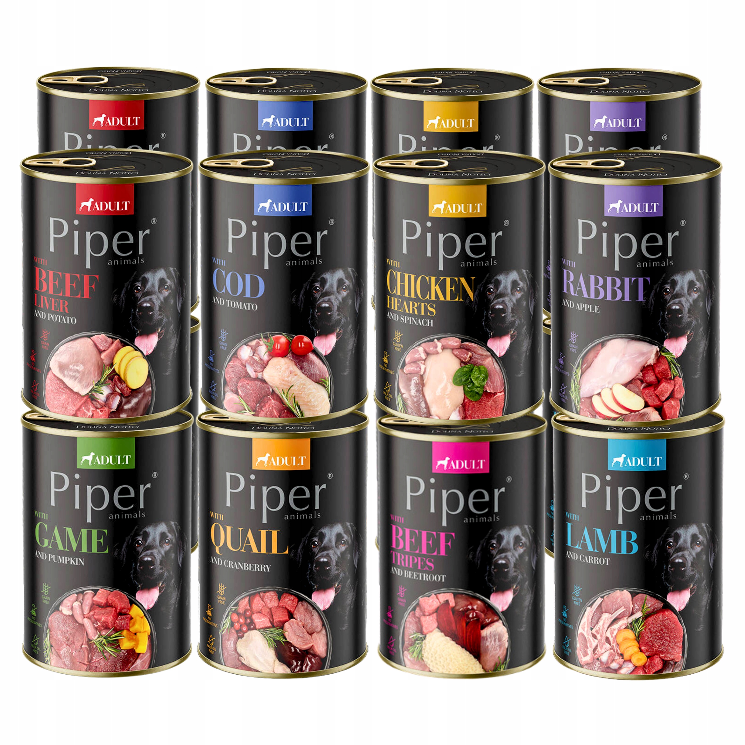 Dolina Noteci Piper Premium Mokra Karma Dla Psa Puszki MIX Smaków 16X400G