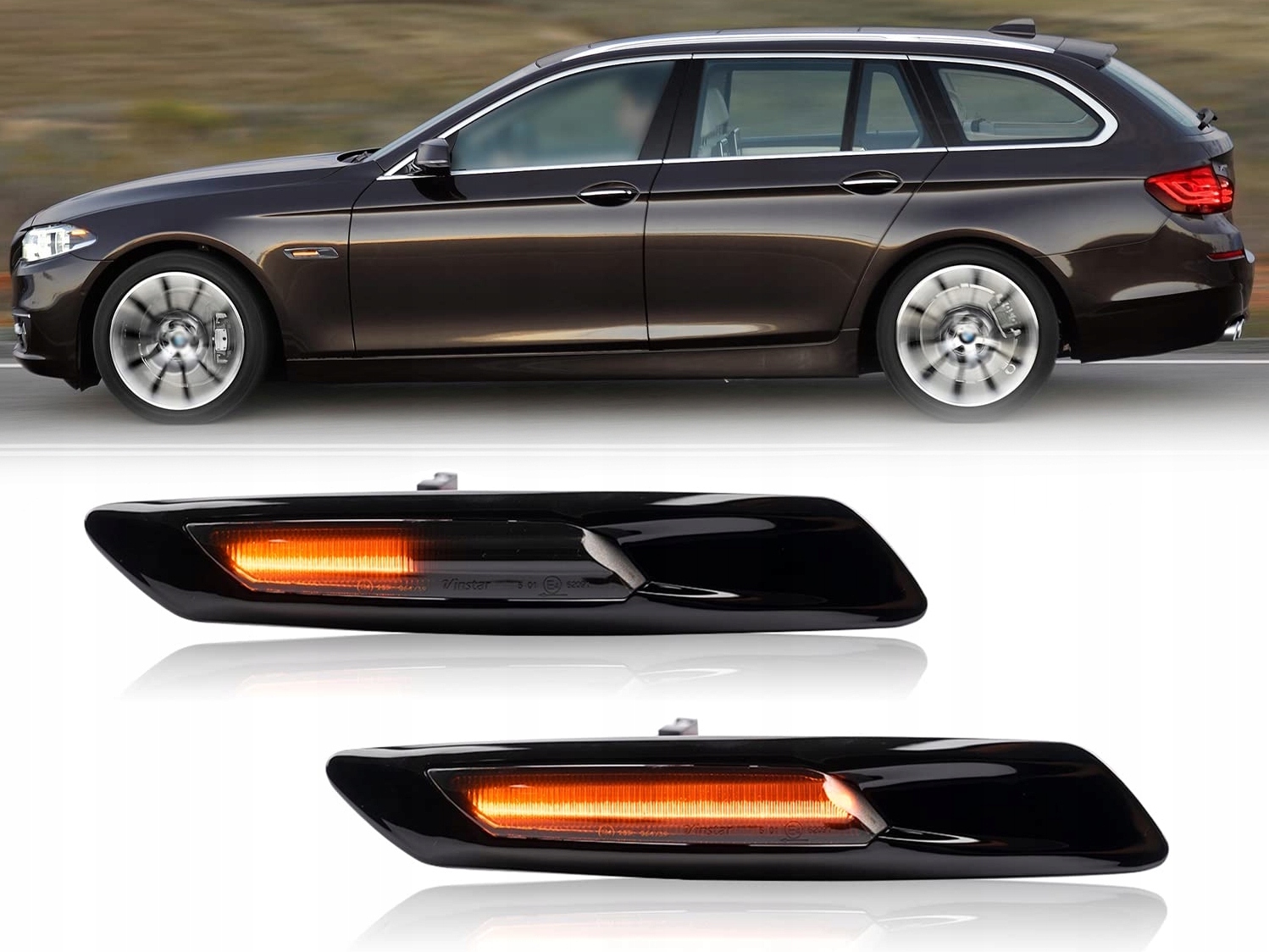 Dynamické boční směrovky Bmw 5 F10 F11 Led diodové smoke černé
