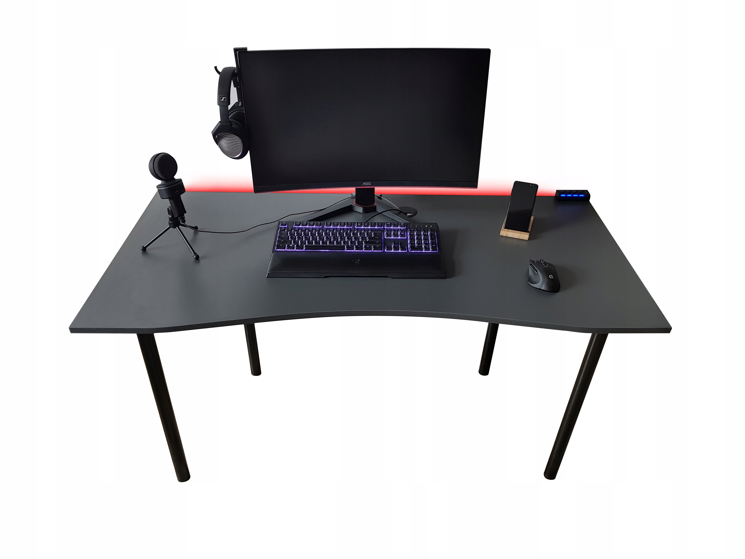 BIURKO KOMPUTEROWE GAMINGOWE DLA GRACZY LED