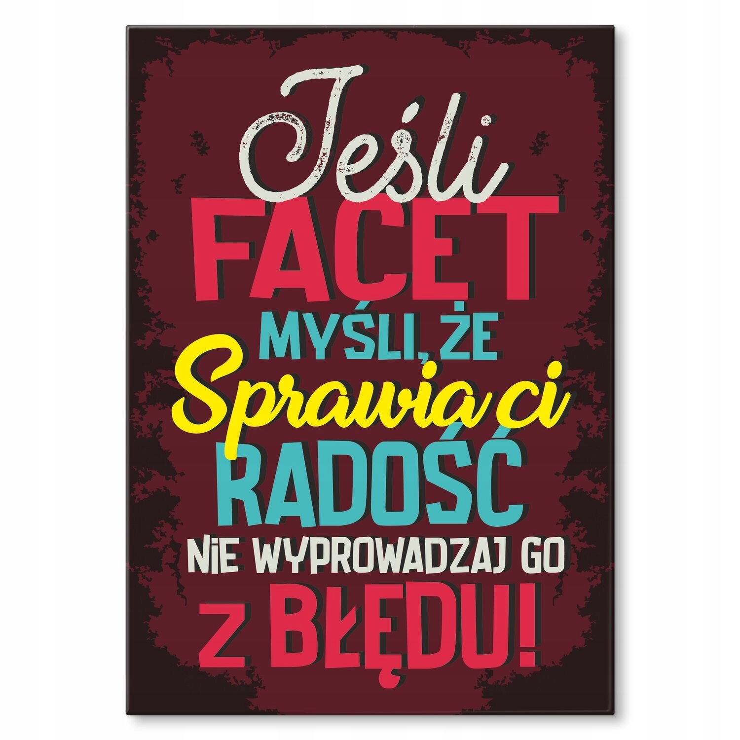Plakát kovový, pokud chlap myslí, Šidítko Plech 42 x 59,4 cm Dárek