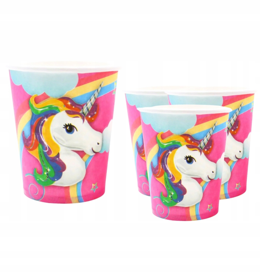 KUBECZKI PAPIEROWE JEDNOROŻEC RÓŻOWY 6szt DS