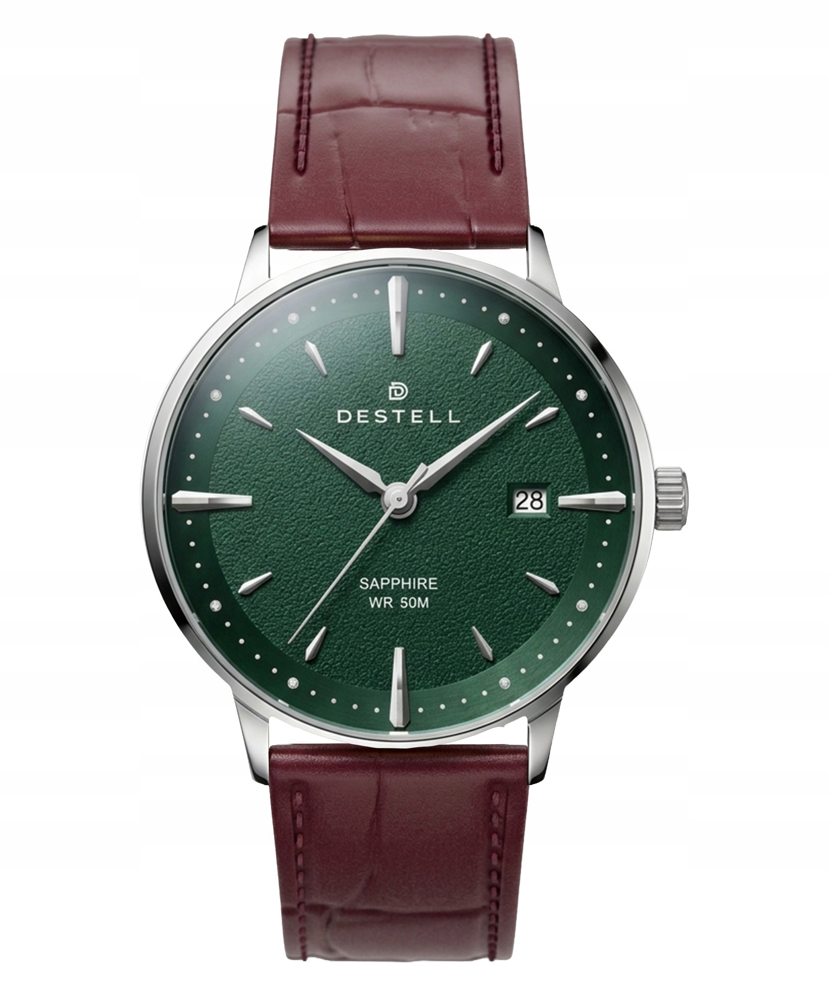 Pánské hodinky Destell Pictor Green Silver Brown Leather Sapphire
