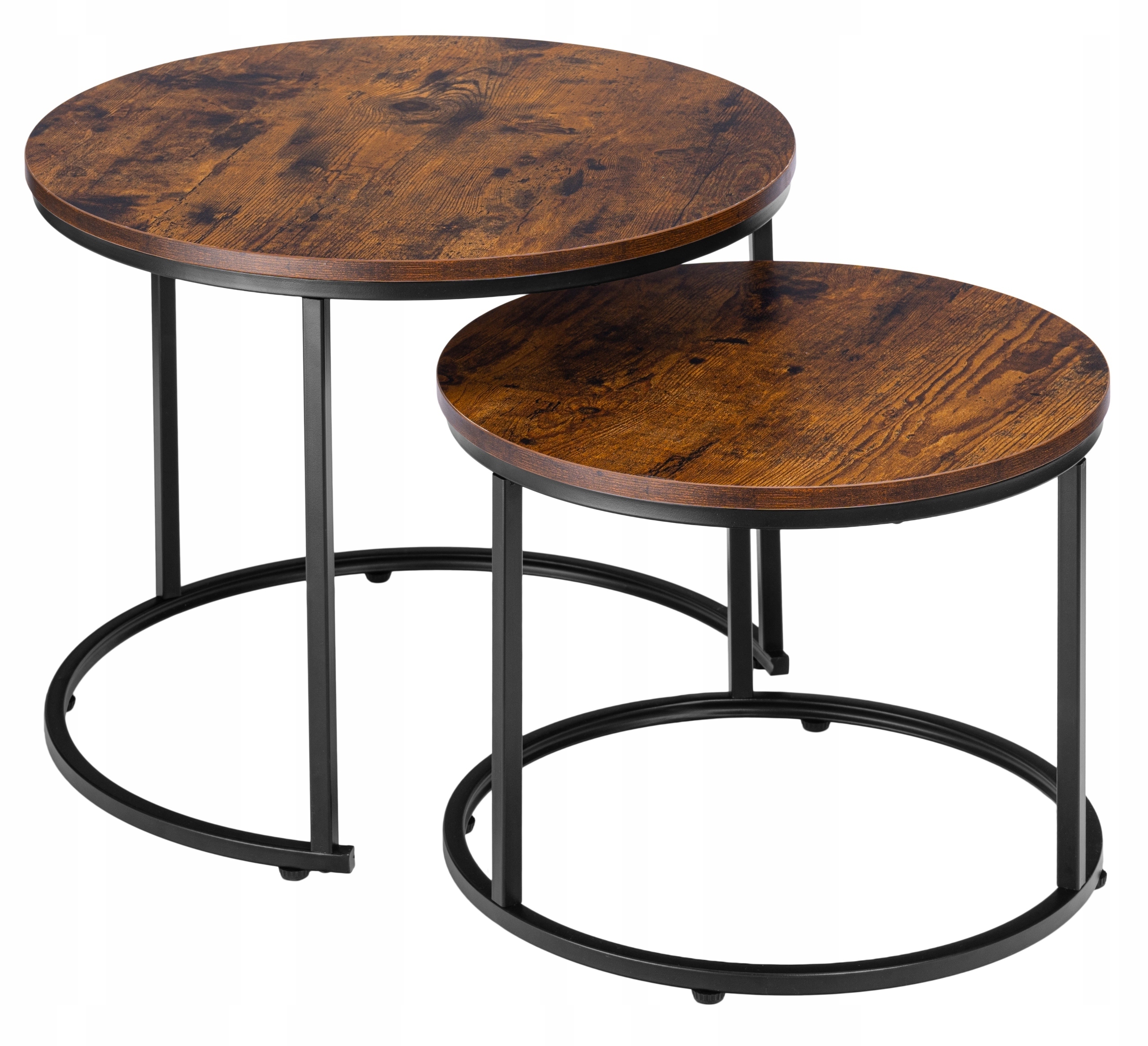 НАБІР ЖУРНАЛЬНИХ СТОЛИКІВ 2 в 1 РОЗСУВНИЙ КРУГЛИЙ ДЛЯ ВІТАЛЬНІ ЛОФТ СІЛЬСЬКИЙ ЖУРНАЛЬНИЙ СТОЛИК Ширина меблів 53 см